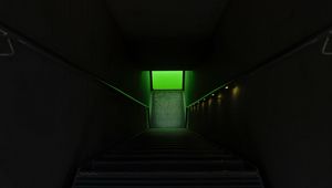 Preview wallpaper stairs, steps, lighting, green, dark