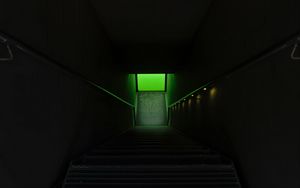 Preview wallpaper stairs, steps, lighting, green, dark