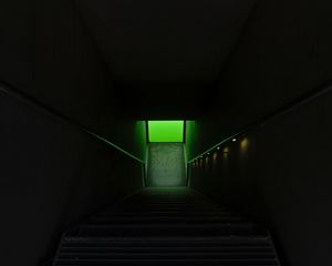 Preview wallpaper stairs, steps, lighting, green, dark