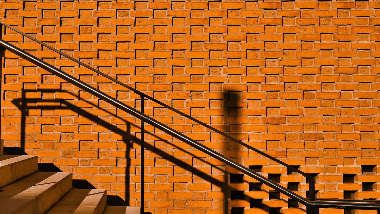 Wallpaper stairs, steps, railing, wall, shadow