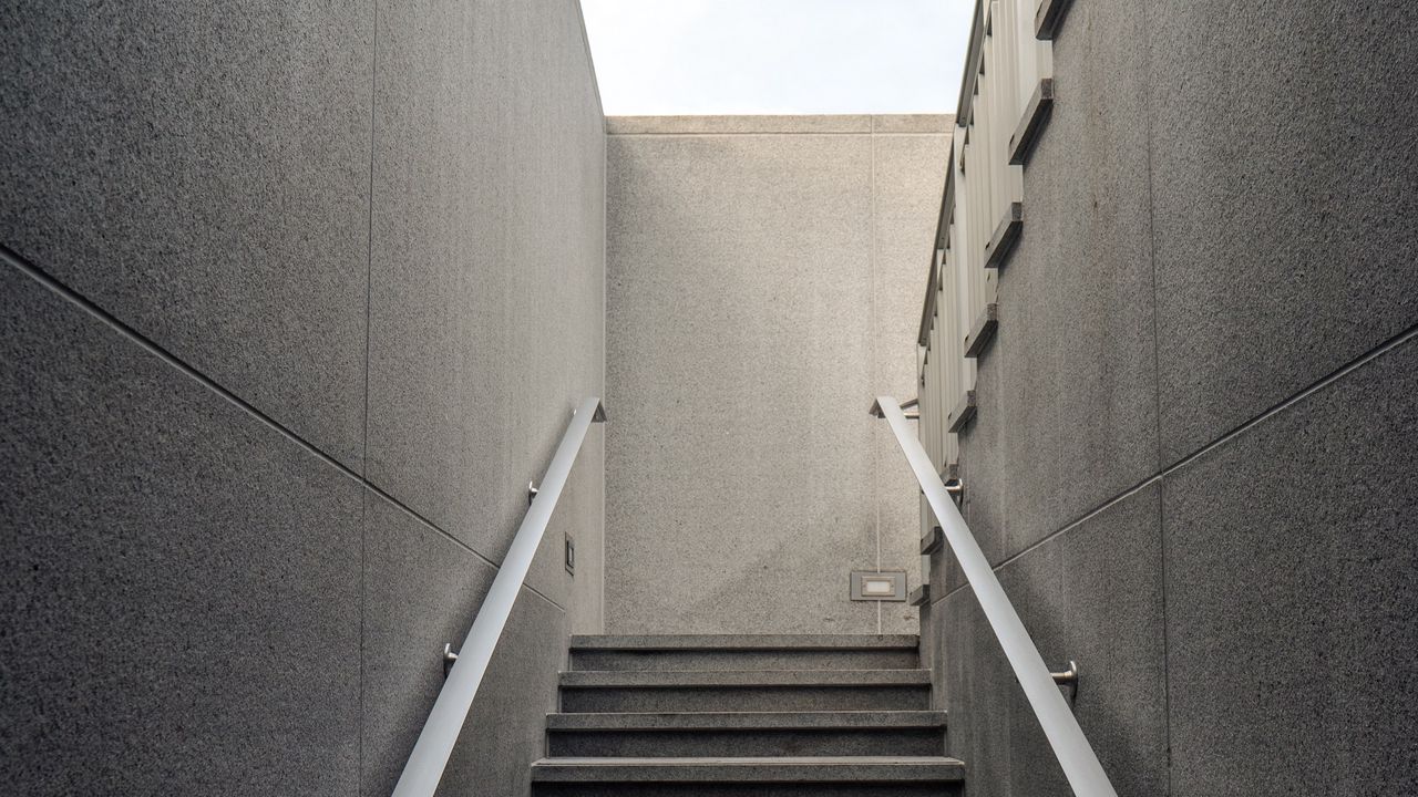 Wallpaper stairs, steps, railing, gray
