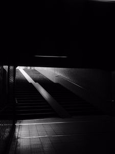 Preview wallpaper stairs, steps, tunnel, dark, black and white