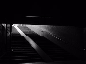 Preview wallpaper stairs, steps, tunnel, dark, black and white