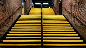 Preview wallpaper stairs, stripes, yellow, rise