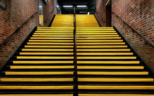 Preview wallpaper stairs, stripes, yellow, rise