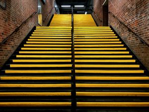 Preview wallpaper stairs, stripes, yellow, rise