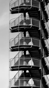 Preview wallpaper stairs, tower, bw, architecture