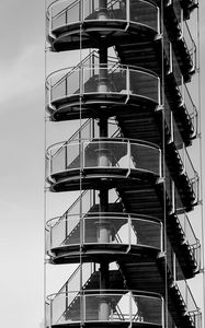 Preview wallpaper stairs, tower, bw, architecture