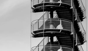 Preview wallpaper stairs, tower, bw, architecture