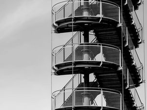 Preview wallpaper stairs, tower, bw, architecture