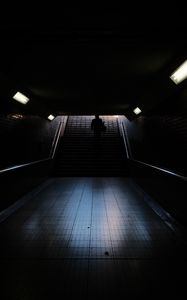 Preview wallpaper stairs, tunnel, silhouette, dark