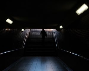 Preview wallpaper stairs, tunnel, silhouette, dark