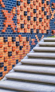 Preview wallpaper stairs, wall, bricks, relief