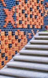 Preview wallpaper stairs, wall, bricks, relief