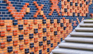 Preview wallpaper stairs, wall, bricks, relief