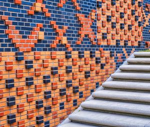 Preview wallpaper stairs, wall, bricks, relief