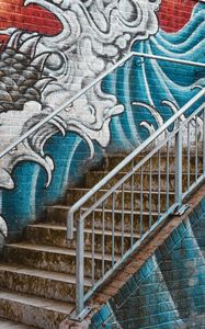 Preview wallpaper stairs, wall, graffiti