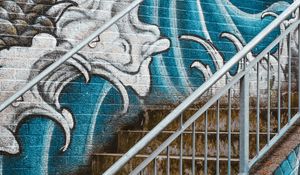 Preview wallpaper stairs, wall, graffiti