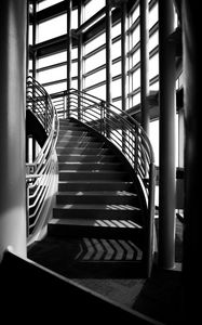 Preview wallpaper stairs, windows, shadows, black and white