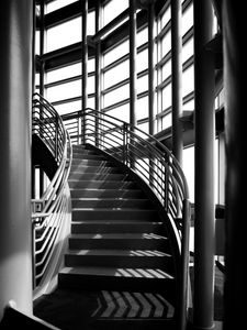 Preview wallpaper stairs, windows, shadows, black and white