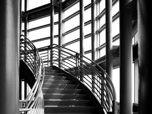 Preview wallpaper stairs, windows, shadows, black and white