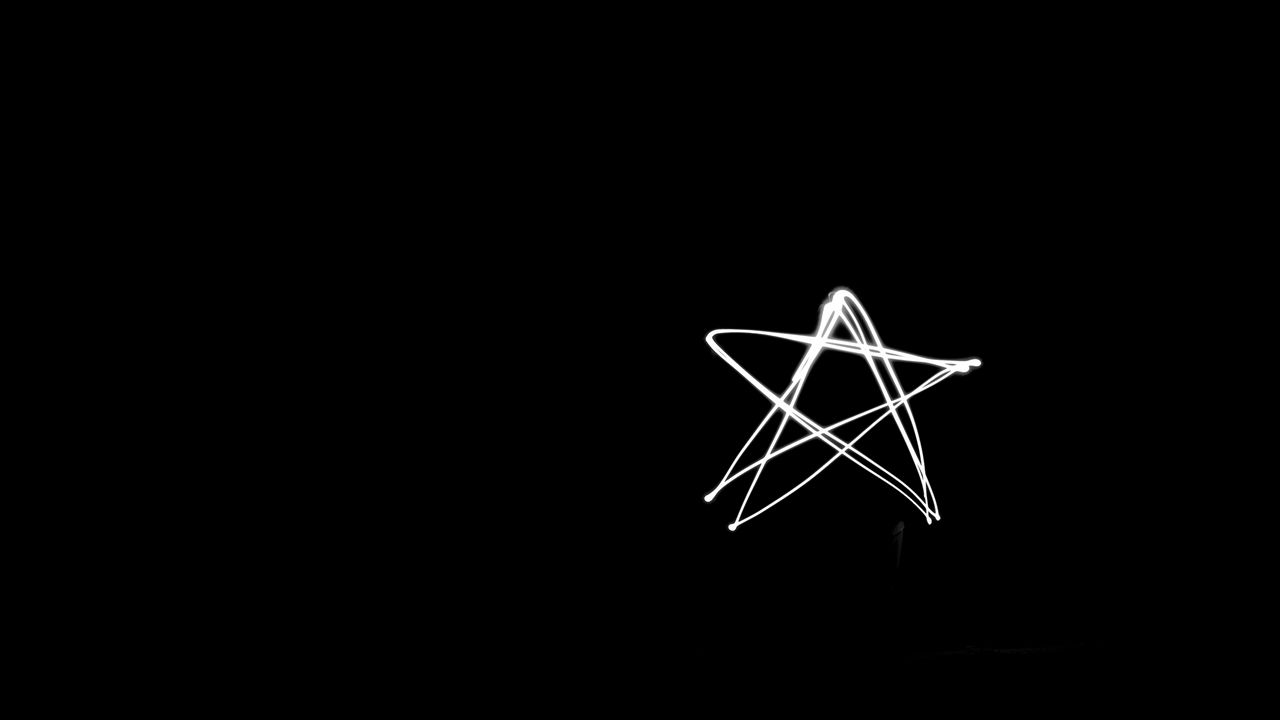 Wallpaper star, black background, light