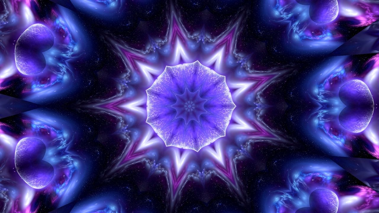 Wallpaper star, fractal, glow, blue hd, picture, image