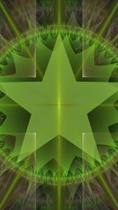 Preview wallpaper star, glow, rays, shapes, abstraction, green