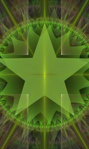 Preview wallpaper star, glow, rays, shapes, abstraction, green