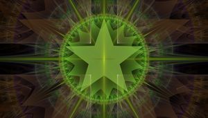 Preview wallpaper star, glow, rays, shapes, abstraction, green