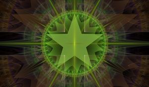 Preview wallpaper star, glow, rays, shapes, abstraction, green