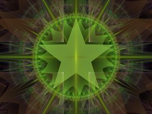 Preview wallpaper star, glow, rays, shapes, abstraction, green