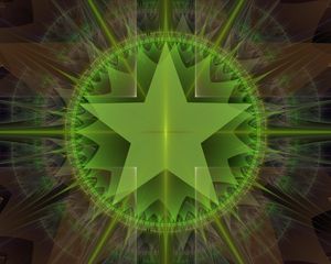 Preview wallpaper star, glow, rays, shapes, abstraction, green