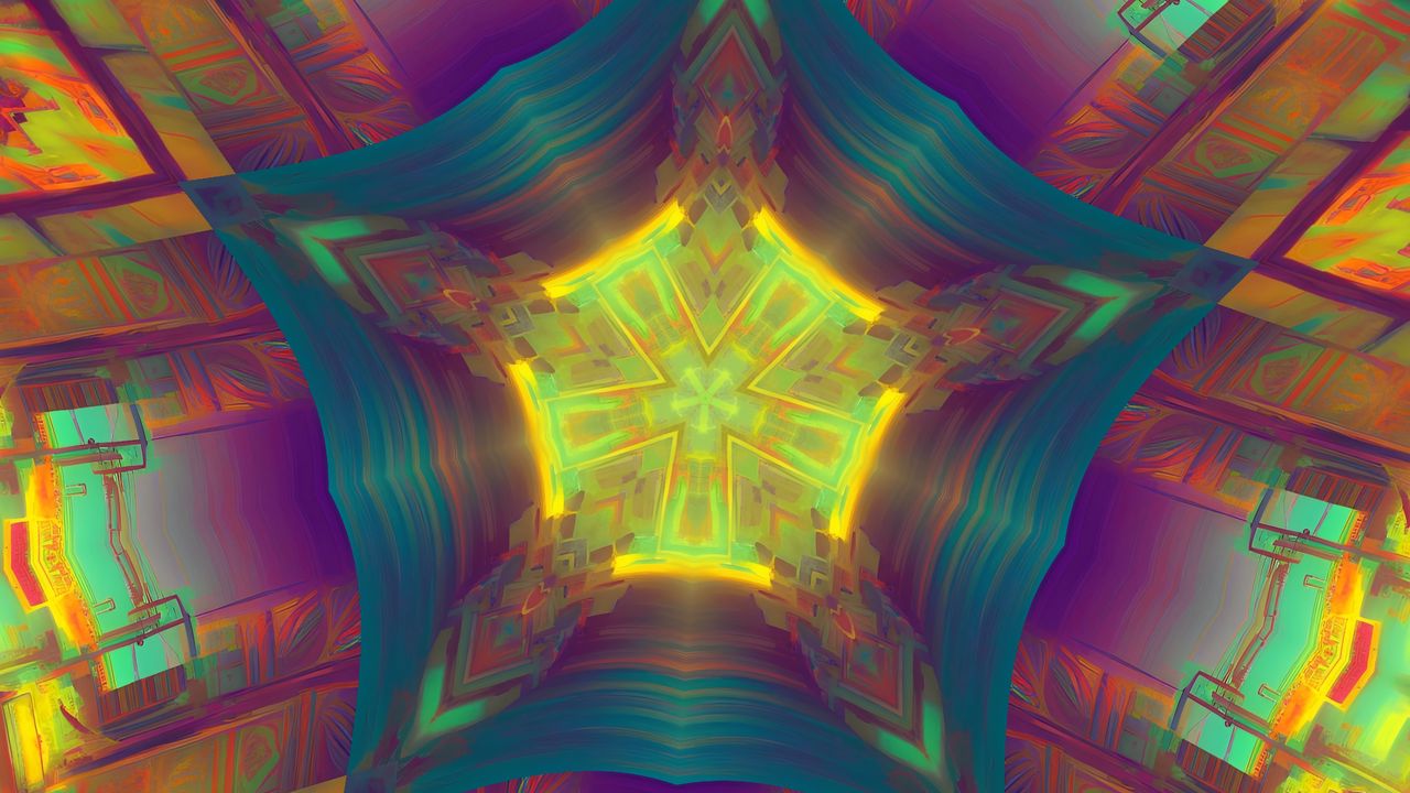 Wallpaper star, kaleidoscope, shapes, colorful