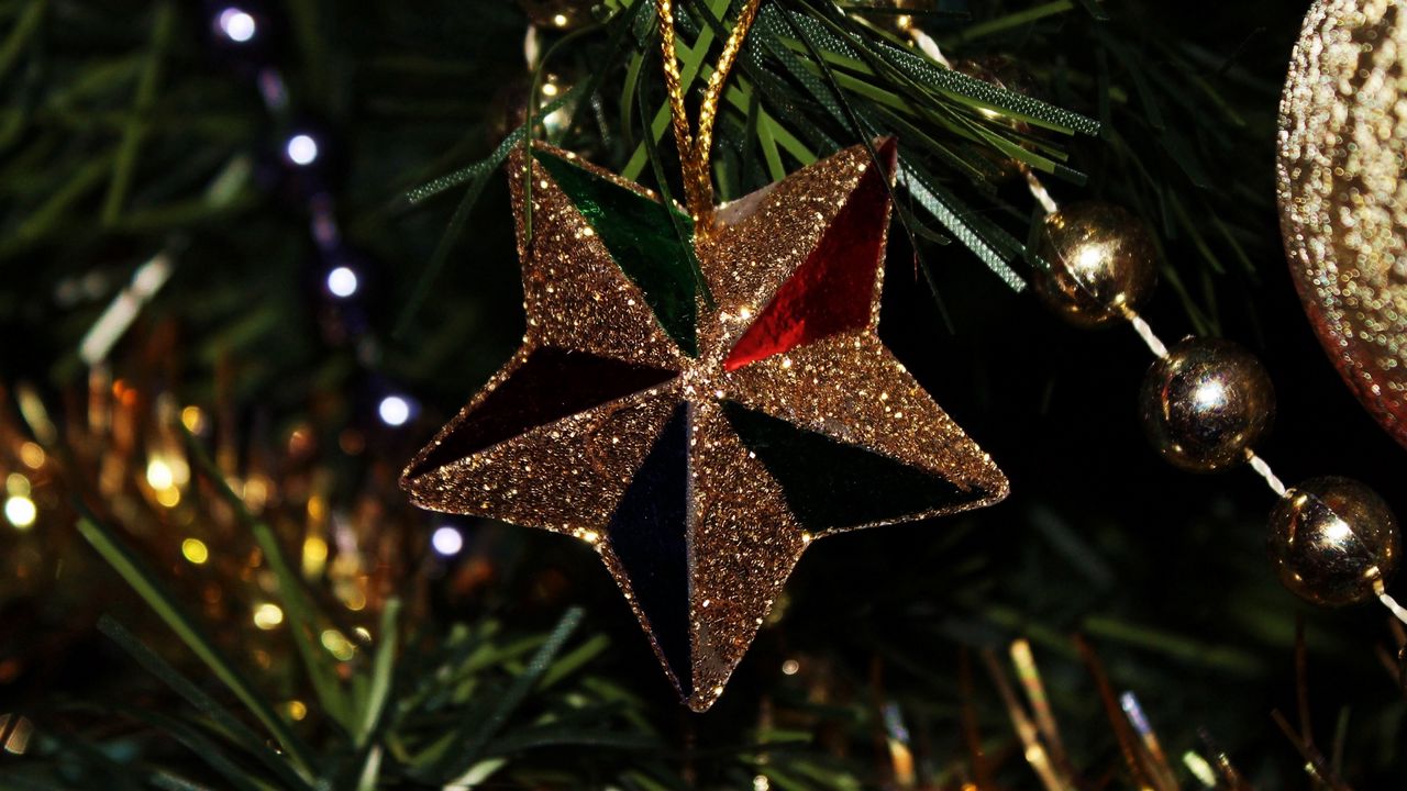 Wallpaper star, new year, fir, decoration