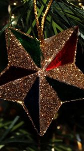 Preview wallpaper star, new year, fir, decoration