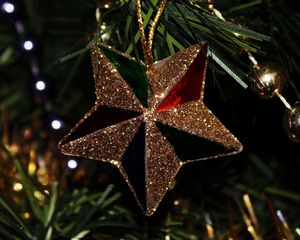 Preview wallpaper star, new year, fir, decoration