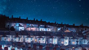 Preview wallpaper starry sky, buildings, night, architecture, sky