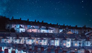 Preview wallpaper starry sky, buildings, night, architecture, sky