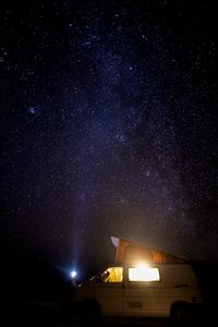 Preview wallpaper starry sky, car, night, stars, travel