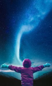 Preview wallpaper starry sky, child, space, sky