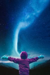 Preview wallpaper starry sky, child, space, sky