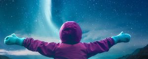 Preview wallpaper starry sky, child, space, sky