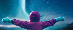 Preview wallpaper starry sky, child, space, sky