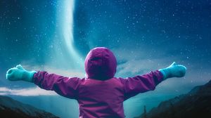 Preview wallpaper starry sky, child, space, sky