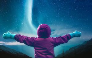 Preview wallpaper starry sky, child, space, sky