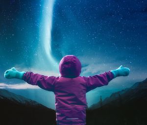 Preview wallpaper starry sky, child, space, sky