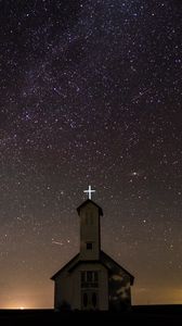 Preview wallpaper starry sky, church, night, oakland, united states