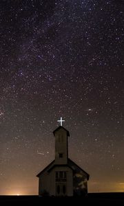 Preview wallpaper starry sky, church, night, oakland, united states