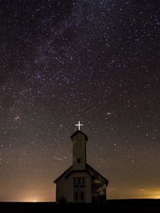 Preview wallpaper starry sky, church, night, oakland, united states